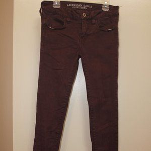 Maroon Sateen Superstretch Skinny Pants